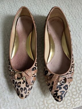 Sperry Leopard Print Pointed Flats with Stud detail